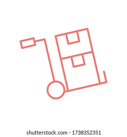 Boxes inside cart line style icon design, Delivery logistics transportation and shipping theme Vector illustration