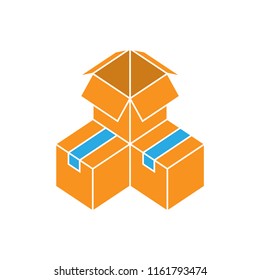 Boxes isolated color icon, vector illustration design. Logistics collection.