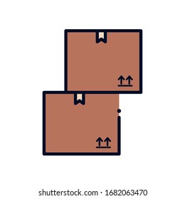 Diseño de iconos de estilo de relleno de línea, logística de entrega transporte almacén de servicios de envío industria y tema global Ilustración de vectores