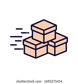 Boxes line and fill style icon design, Delivery logistics transportation shipping service warehouse industry and global theme Vector illustration