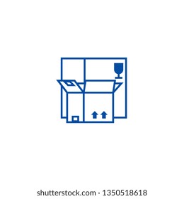 Boxes line icon concept. Boxes flat  vector symbol, sign, outline illustration.