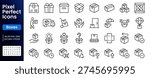 Boxes line icon set. Package, delivery, warehouse, truck, freight location tracking minimal vector illustrations. Simple outline signs for logistics service. 48x48 Pixel Perfect. Editable Stroke