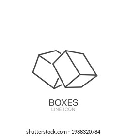 Boxes line icon. Thin line sign for design logo. Black outline pictogram on white background. Editable stroke