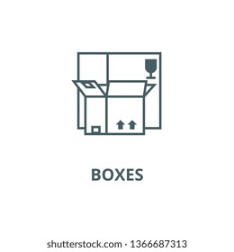 Boxes line icon, vector. Boxes outline sign, concept symbol, flat illustration