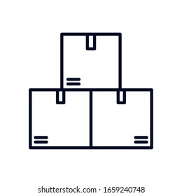 Boxes line style icon design, Delivery logistics transportation shipping service warehouse industry and global theme Vector illustration