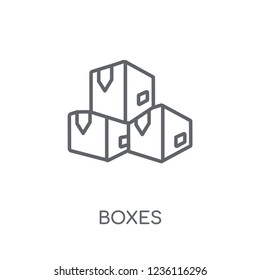 Boxes linear icon. Modern outline Boxes logo concept on white background from Delivery and logistics collection. Suitable for use on web apps, mobile apps and print media.