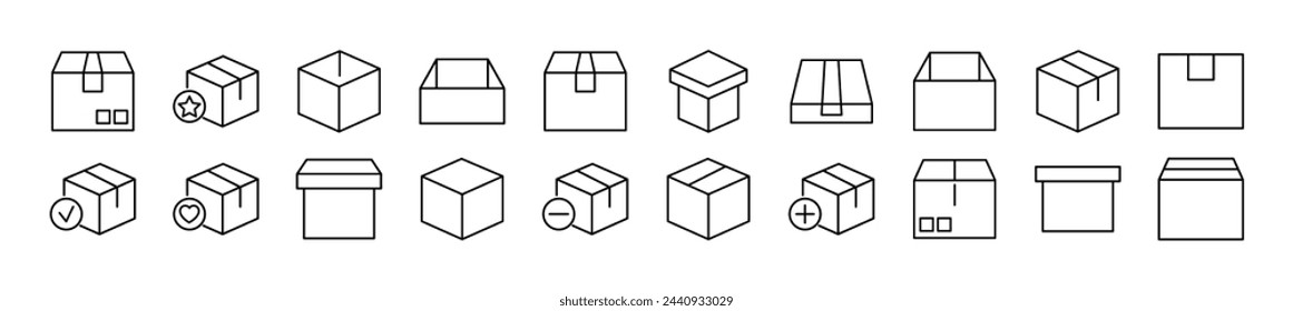 Boxes linear vector icons collection. Editable stroke. Simple linear illustration for web sites, newspapers, articles book