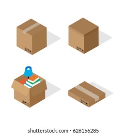 Boxes for moving in isometric style.