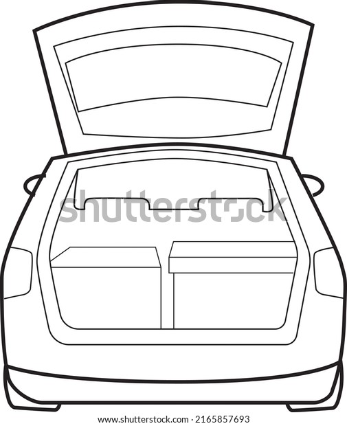 boxes on the back side of the car sketch outline\
design minimal stroke\
drawing