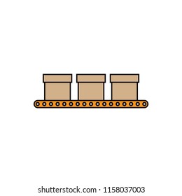 Boxes On A Conveyer Belt Icon, Vector Illustration Design. Logistics Collection.