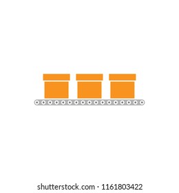 Boxes On A Conveyer Belt Isolated Color Icon, Vector Illustration Design. Logistics Collection.