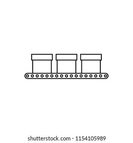 Boxes On A Conveyer Belt Line Icon, Vector Illustration Design. Logistics Collection.