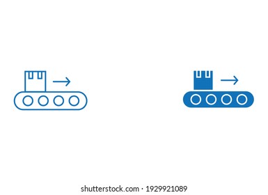 Boxes On A Conveyer Belt Line Icon, Vector Illustration Design. Logistics Collection.