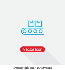 Boxes On The Conveyor Belt Icon, Logistic Icon Vector Illustration Eps10