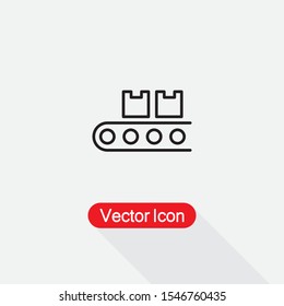 Boxes On The Conveyor Belt Icon, Logistic Icon Vector Illustration Eps10