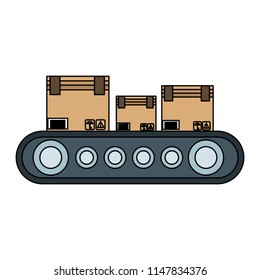 Boxes on conveyor tape