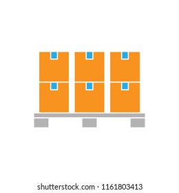 Boxes on a pallet isolated color icon, vector illustration design. Logistics collection.