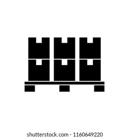 Boxes on a pallet isolated silhouette icon, vector illustration design. Logistics collection.