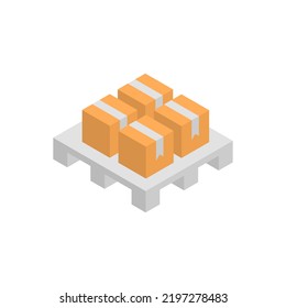 Boxes on a pallet, isometric icon. Logistics