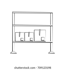 Boxes on shelf