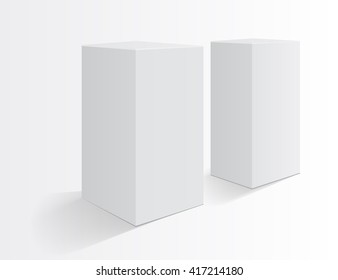 Boxes on a white background. Realistic mockup. Tall box. Realistic objects ready for your design. Vector illustration, eps 10