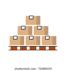 boxes on wood pallet closed carton delivery packaging fragile