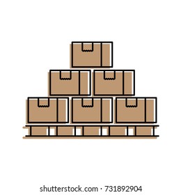 boxes on wood pallet closed carton delivery packaging fragile