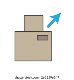 Boxes with outbound arrow. Vector illustration