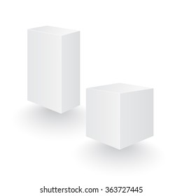 Boxes perspective. White boxes for your design. Two three-dimensional boxes. Vector illustration, esp 10