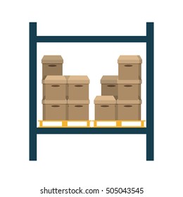 boxes pile warehouse service vector illustration design