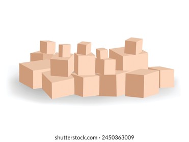 boxes piled square cubes three dimensional shape in brown color.