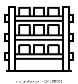 Boxes rack icon. Outline boxes rack vector icon for web design isolated on white background