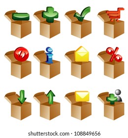 Boxes set of icons