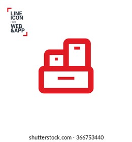 a boxes set line vector icon for websites and apps mobile minimalistic flat design