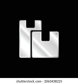 Boxes silver plated metallic icon