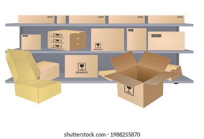 Boxes in storage. vector illustration