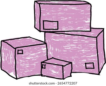 Ilustración dibujada a mano de textura de cajas