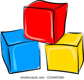 Boxes toy, illustration, vector on white background.