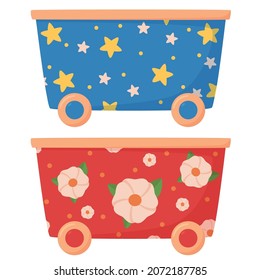 Boxes for toys blue and red vector illustration