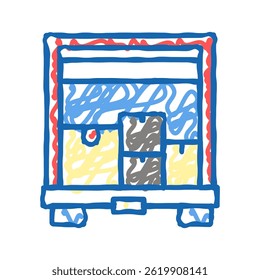 boxes upload in truck doodle icon sketch vector. boxes upload in truck sign. isolated symbol illustration