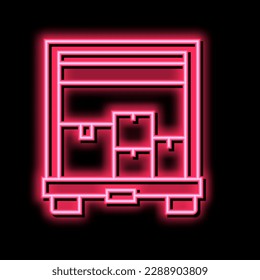 boxes upload in truck neon light sign vector. boxes upload in truck illustration
