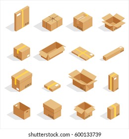 Boxes of various shapes vector illustration flat design