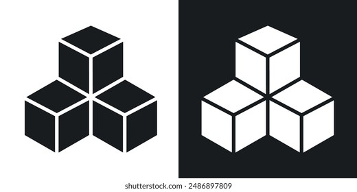 Boxes vector icon set in solid black and white color
