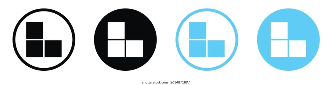 Boxes vector icons in black and blue colors