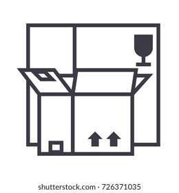 boxes vector line icon, sign, illustration on background, editable strokes
