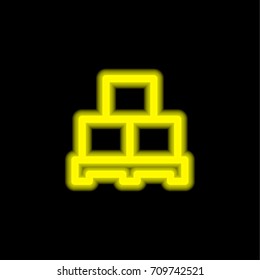 Boxes yellow glowing neon ui ux icon. Glowing sign logo vector
