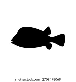Design de ilustração plana do vetor da silhueta do peixe-caixa.
