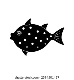 Boxfish Silhouette Vector Art and Black Boxfish Fish Illustration Design