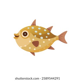Boxfish under water animal isolated flat vector illustration on white background