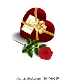 Box-heart and rose